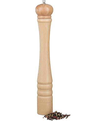 PROFINO - Macinapepe Pepper Game | 71 Cm Mazza Da Baseball | Macina Pepe In Ceramica | Legno Di Albero Di Gomma | Con Supporto A Parete In Acciaio Inox | Grande
