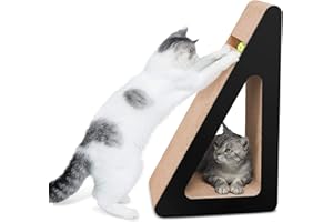 Aibuddy Griffoir pour Chat, lit de Repos en Carton avec Support à gratter incliné sur Trois côtés, Herbe à Chat [68 x 36 x 27 cm Angles de grattage Multiples, Carton supérieur et Construction]