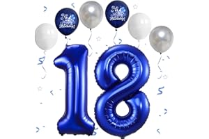 Foil Palloncini Numeri 18 Blu Marino, VUCDXOP 101 CM Palloncino Numero 18, Palloncini Compleanno 18 Anni, Grande Gonfiabili Foil Palloncini Numeri 18/81 Festa per Anniversario Compleanno Decorazioni