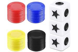 Ouligay Left Right Center Dice Game Fun Dice Game LRC Dice Game Set Interactive Toy Including 3 Dices 40 Colorful Chips Board Games Accessories for School Family Camping Party Picnic
