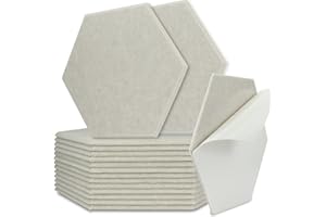 BXI Sound Absorber - 16 Pack Self-adhesive 36 X 31 X 0.9 cm Acoustic Absorption Panels, Hexagon Sound Absorbing Panels for Wall and Ceiling Acoustic Treatment