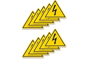 READYPRINT 10 Adesivi Pericolo Elettrico, mis: 6x5 cm, in PVC morbido, Laminato anti-uv, impermeabili, Lavabili - Triangolo Attenzione pericolo Corrente Elettrica.
