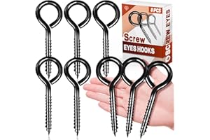 ZAUGONTW Ösenhaken, Edelstahl-Ösenschrauben, Schraubhaken, 12,7 cm, 8 Stück, schwarz
