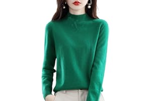 CUSON Cashmere Sweaters for Women, 100% Cashmere Long Sleeve Crew Neck Soft Warm Pullover Knit Jumpers (Green,Large)