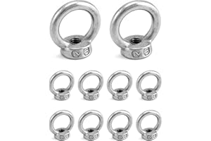 QWORK 10 pezzi M6 Dado a Occhiello, acciaio inossidabile 304, Dado di Sollevamento, per Accessori di Sollevamento