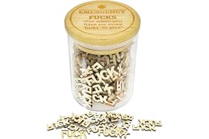 PICKONA Emergency Fuck Jar, Swear Jar, Funny Give a Fuck Jar, Wooden Cutout Letter Piece Bad Mood Vent Spoof Gift for Birthday, Birthday Christmas Valentine's Day Gag Gift Desk Decor