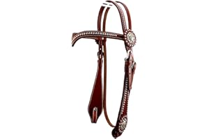 Thor Equine Copricapo Allan Western Trense con Concha e Dots, V -Shaped, Chesnut