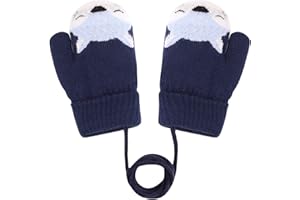 FAKEFACE Mignon Gants et Moufles Enfant Hiver Épaissir Chaud Gants Moufles Ski Jouer Neige pour Enfants 1-3 ans Design Renard Gants Hiver en Laine Gant Chaud Double Couche