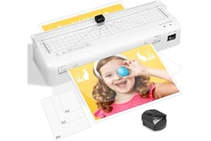 LADISHAN Plastificadora A4, Máquina Laminadora con cortador integrado y redondeador de esquinas para A4 A5 A6, Calentamiento Rápido, Laminado 80-125 Micras para uso en casa, oficina y escuela
