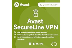Avast SecureLine VPN 2025 | 10 Geräte | 1 Jahr | Aktivierungscode per Email