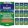 Rajah Spices Dhaniya Ground Coriander | Coriander Powder | Ada | Adarak | ADU | Adaraka | Adrak | (10 x 100g)
