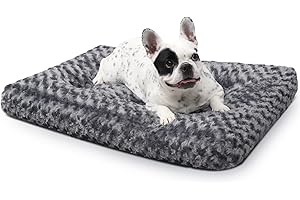 KSIIA Legowisko dla psa, średnie, zmywalne, uspokajający materac z antypoślizgowym dnem, puszyste, przeciwlękowe legowiska dla psów, poduszka dla zwierząt domowych, ciemnoszara, 76 x 52 x 7 cm