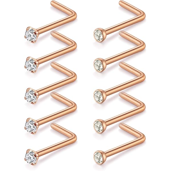 Crdifu 8pcs en Acier Inoxydable 18G Nez vis Goujon Piercing Argent avec 1.5/2/2.5/3mm Top Bijoux de Corps, 18G, acier chirurgical Acier inoxydable 316 l