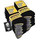 Effeet 10 Pairs Men's Work Socks, Ideal for Boots, Work Socks Padded and Reinforced, Functional and Breathable Socks with Com