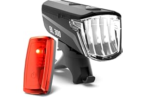 ‎BÜCHEL Büchel Fahrradlicht - BL 300 I StVZO zugelassen I Bis zu 13h Leuchtdauer I 30/15 LUX Leuchtstärke - Inkl. Batterien I fahrrad lichter led set, fahrradlicht vorne fahrradlicht set, Schwarz