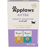 Applaws Natural Kitten Wet Cat Pouches, Variety Selection in Broth 12x50g