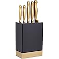 KitchenCraft MasterClass Set di Coltelli con Blocco, 5 Pezzi, Acciaio Inossidabile Color Ottone, 15,5 x 9,5 x 22cm (6,1 x 3,7