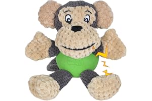 CLEMINSTA Juguete para Perros, Juguetes Interactivos para Masticar Duraderos, Juguete con Sonido para Perros Juguete Chirriante Juguetes Interactivos para Morder para Perros Pequeños, Medianos y Grandes (Mono)