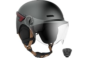 CASR Glow - Casque LED pour Vélo & Trottinette - Visière XL & Cache-Oreilles Amovibles, Clignotants arrières & Télécommande - Joli Design Urbain pour Homme & Femme - Gris - Taille L