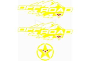 Artstickers 3 Unidades 2 Pegatinas 4x4 Off Road + 1 Estrellas de Regalo Trail Off Road Todoterreno 4x4 Sport para Coche o Moto. Varios tamaños a Elegir (Amarillo, 29 x 10cm)