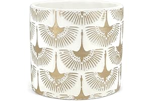 Vimin Box Phoenix Flower Pot Bonsai Plant Pot Home Decoration (M, White/Gold)