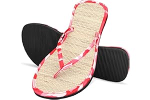 COITROZR Infradito di Paglia Donna Sandali di Paglia in Naturali Fatti Mano Paglia Sandali Antiscivolo Resistenti al Sudore Moda Comode Estate Flip Flops (Color : Pink, Size : 38 EU)