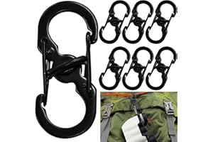 ORYIAH 10 piezas de Mosquetón en Forma de S, Acero Inoxidable Mosquetón S Llavero Set Doble Primavera Clip Mini Metal Bloqueo Clip Hebilla Clip para Deportes al aire libre