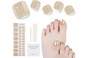 DUKASOU Ongles en Gel UV Semi Durci Lot de 32 pcs Faux Ongles Pieds Autocollants Auto-adhésifs Vernis Autocollant Ongles Bande Gel Ongle UV Pour Femmes Nail Art Stickers