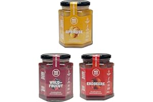 NOSUGARSUGAR NO SUGAR SUGAR Fruchtaufstrich Probier-Set Erdbeere, Waldfrucht, Aprikose, ohne Zuckerzusatz mindestens 80% Fruchtanteil mit Erythrit und Stevia | Brotaufstrich hergestellt in der EU (Je 260g)