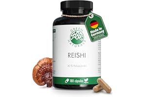 Reishi - Altamente dosificado: 1100mg por dosis diaria - Suministro para 3 meses (180 cápsulas) - Producción alemana - Green Naturals®