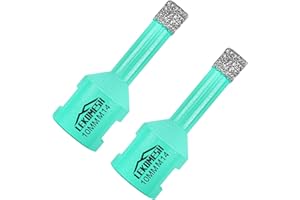LEKOMESH 10MM Diamond Hole Saw - 2pc Vacuum Brazed Drill Bits for Porcelain, Ceramic, Marble, Granite, Stone & Quartz - M14 Thread Angle Grinder