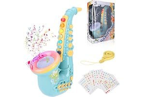 Coikes Sassofono Giocattolo per Bambini in Plastica 8 Note Portatile Musicali Giocattolo Educativo Precoce Sassofono Musicale per Piccoli Ragazzi Ragazze Bambini, Rosso (Blu)