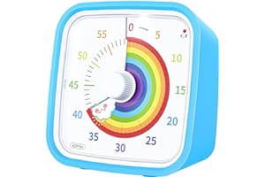 Yunbaoit Wizualny timer tęczowy z etui ochronnym, 60-minutowy minutnik, dla dzieci i dorosłych, ciche narzędzie do zarządzania czasem (niebieska tęcza)