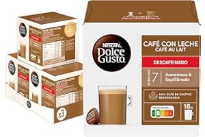 NESCAFÉ DOLCE GUSTO NESCAFÉ Dolce Gusto Café con Leche descafeinado - Cápsulas de Café, 90 Cápsulas (3 x 30) - Originales para cafeteras Dolce Gusto