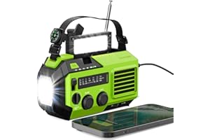 FosPower 5200mAh Emergency Radio (Model A6) NOAA Weather Alert Radio & Power Bank with IPX3 Rating, Solar Charging, Hand Crank, SOS, AM/FM/WB & LED Flashlight for Emergency Kit, Power Outages - Green