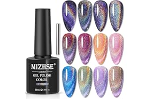 MIZHSE Universal Rainbow 9D Cat Eye Gel Polish Holographique Vernis À Ongles Sparkle Avec Stylo Magnétique Laque Nail Art Slon Manucure 1 Bouteille 10 ml (0,33 fl.oz)