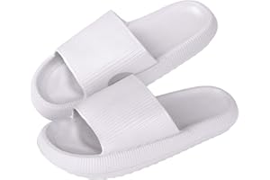 MUYOGRT Cloud Sliders Women Men, Non-Slip Bathroom Slippers Women Summer, Soft Flip Flop Pillow Sliders, Platform Pool Sliders Shower Shoes for Indoor & Outdoor