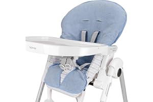 BABY IDEA Babysanity Housse de Chaise Haute Universelle en Mousse de Coton Douce Apporte à Votre Chaise Haute une Sensation de Sécheresse et de Fraîcheur 100% Fabriqué en Italie (Bleu)