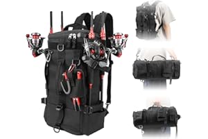 KOMCLUB Angelrucksack Angelgerät Aufbewahrungstasche, Umhängetasche Angelausrüstung,Rutenaufbewahrung, Werkzeugtasche zum Angeln Wandern Jagen Camping