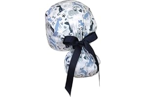 CALOMED Calot de Bloc Charlotte Chapeau Infirmière Bonnet en Tissu pour Personnels de Santé ou Pâtissier Modèle Pony Queue de cheval Femme ou Homme Cheveux Longs (Chien et Chats)