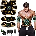 WARDBES Abs Trainer, EMS Training Device, Abdominal Muscle Trainer, Abdominal Trainer with 6 Modes & 9 Intensities, Portable Muscle Stimulator, for Abdomen, Arm, Leg Fitness Training