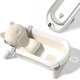 Foldable Baby Bath with Non-Slip Bath Cushion &ndash; Foldable Baby Bath with Thermometer &ndash; Baby Bath Seat &ndash; From Birth to 3 Years