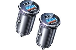 LISEN 2Pack Car Phone Charger USB C Car Charger 54W+54W [USBC 36W+USBA 18W] PD3.0 12V USB Socket Fast Charge [Metal] Cigarette Lighter USB Car Charger Adapter for iPhone 17 Pro Max Air 16 Samsung iPad