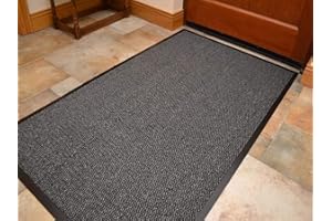 BARGAINS HUT Heavy Duty Barrier Mat Indoor & Outdoor Kitchen Hallway Door Mat Rug Machine Washable Back Door Entrance Non Slip Traps Dirt PVC Rubber Barrier Mat (Grey, 120x180cm)