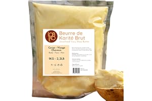 LOBIKO Beurre de karité Brut 1KG - Pur non Raffiné 100% Naturel- Hydratant et Protecteur- Sans additifs et Vegan - Corps, Cheveux, Visage - Pour tout type de peau - Raw african Ivoiry Shea butter