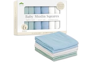 Tiny Trees® Baby Muslin Cloths 6 Pack 70x70cm | Bamboo Cotton Baby Muslin Squares | Muslin Blanket Baby | Newborn & Baby Essentials Gift Set | Soft Absorbent Swaddle Muslins