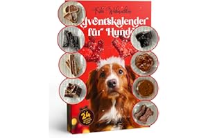 Q HONEY Solo Questo Natale - 8 Varietà di Carne Reale nel Calendario dell'Avvento per Cani – Senza Glutine e Senza Grano – Selezione Esclusiva: Manzo, Anatra, Pollo, Pesce