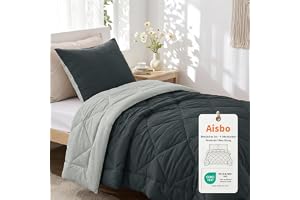 Aisbo Täcke utan överdrag 155 x 220 grå, 1 täcke med 1 örngott | Täcke 155 x 220 med integrerat överdrag, tvättbart täcke för alla 4 årstider, OEKO-TEX, varmt och mysigt, antracitgrått