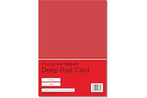 PRESTIGE SALES ONLINE Prestige A4 160gsm Coloured Card Printing Inkjet Laser Craft Card - 50 Sheets per Pack - 20 Colours (Deep Red)