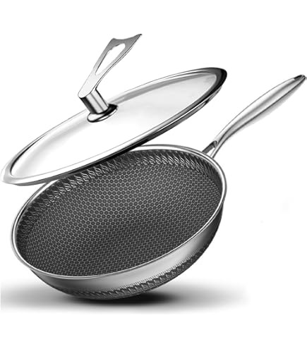 CORELLE Duranano Wok Pan 26Cm with Lid, Tri-Ply Stainless Steel